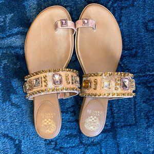 Vince Camuto Size 11 Gold Flat Sandals